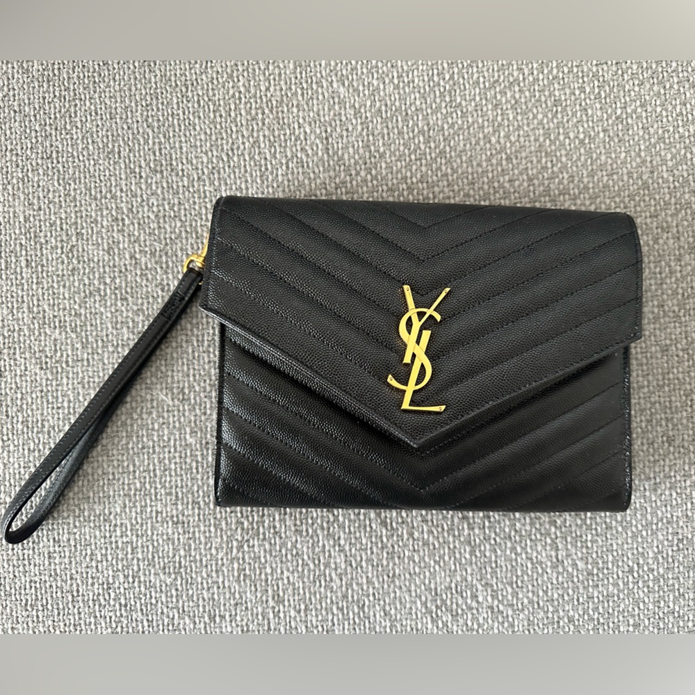 YSL Cassandre Matelasse flap pouch, quilted black leather